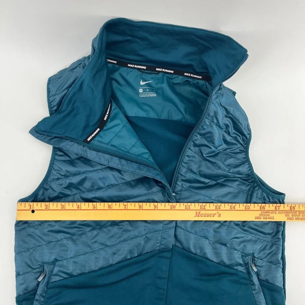 Nike Essential Quilted Running Aerolayer Mock Neck Vest Teal Blue Women Medium - Picture 5 of 6